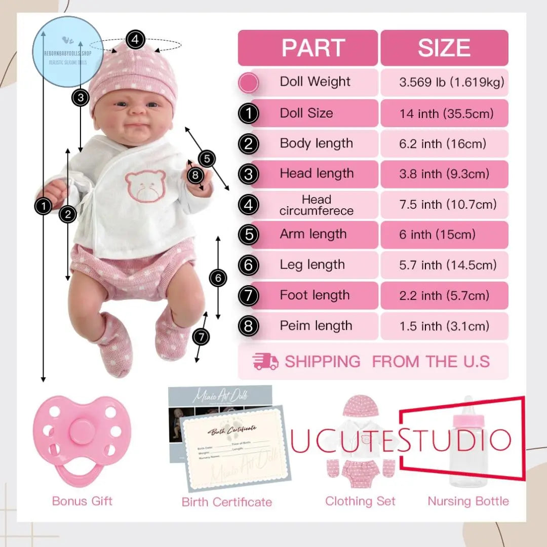 14-Inch Full Body Silicone Reborn Baby Dolls - Adorable Lifelike Girl and Boy Soft Dolls with Cute Smiles and safe for your kids rebornbabydolls.shop