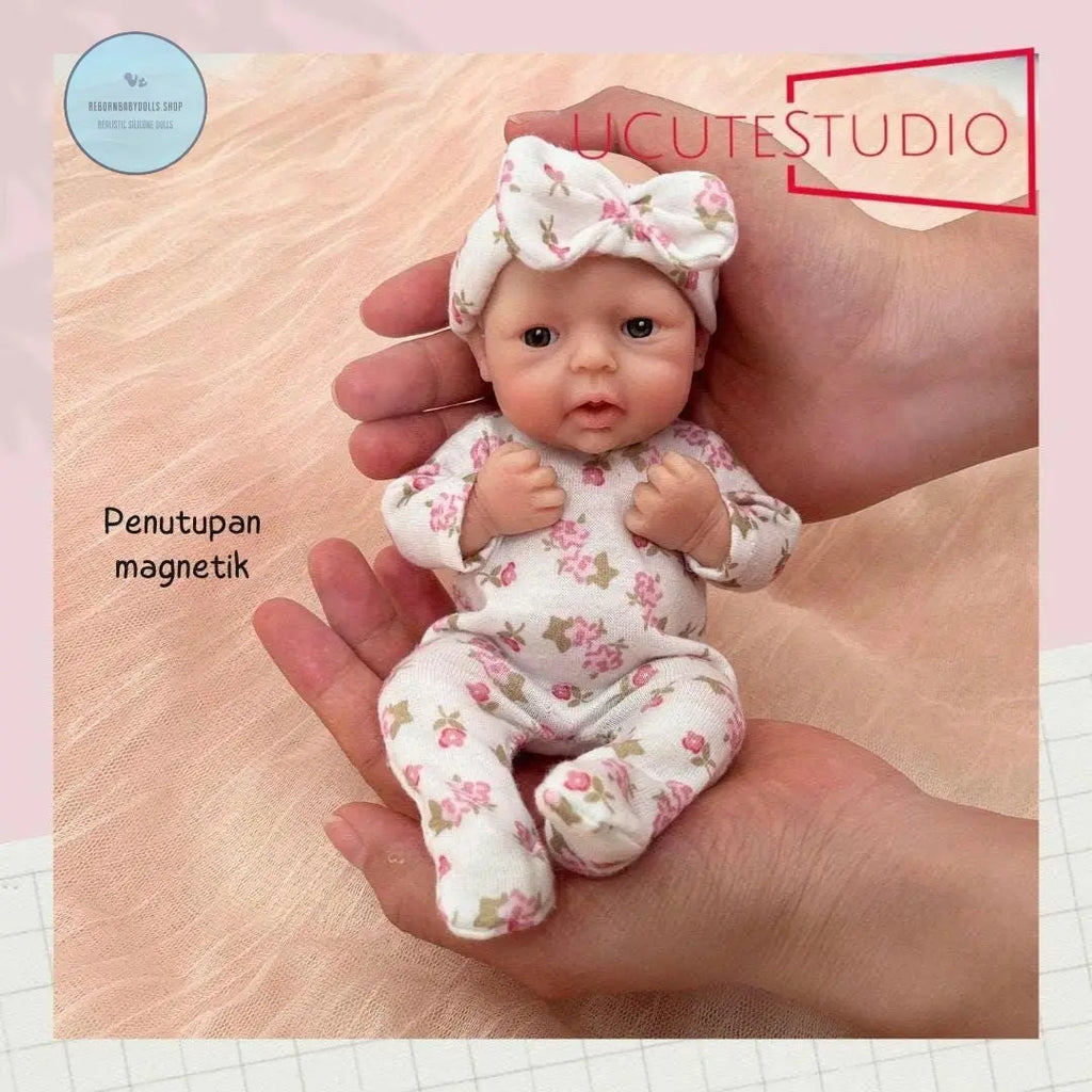 7-Inch Reborn Baby Girl Doll - Handcrafted Realistic Full Body Platinum Silicone Mini Doll Child Friendly rebornbabydolls.shop