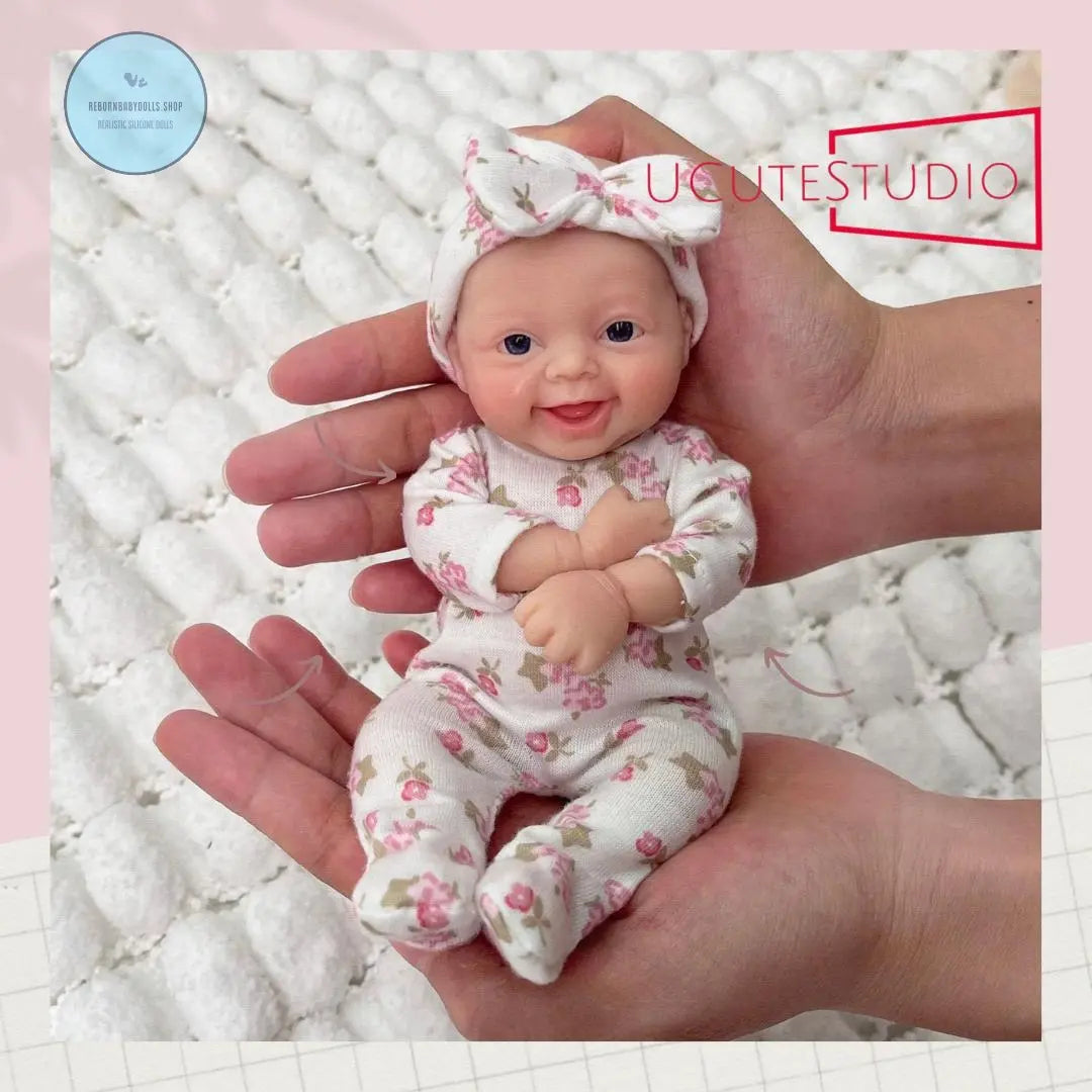 7-Inch Reborn Baby Girl Doll - Handcrafted Realistic Full Body Platinum Silicone Mini Doll Child Friendly rebornbabydolls.shop