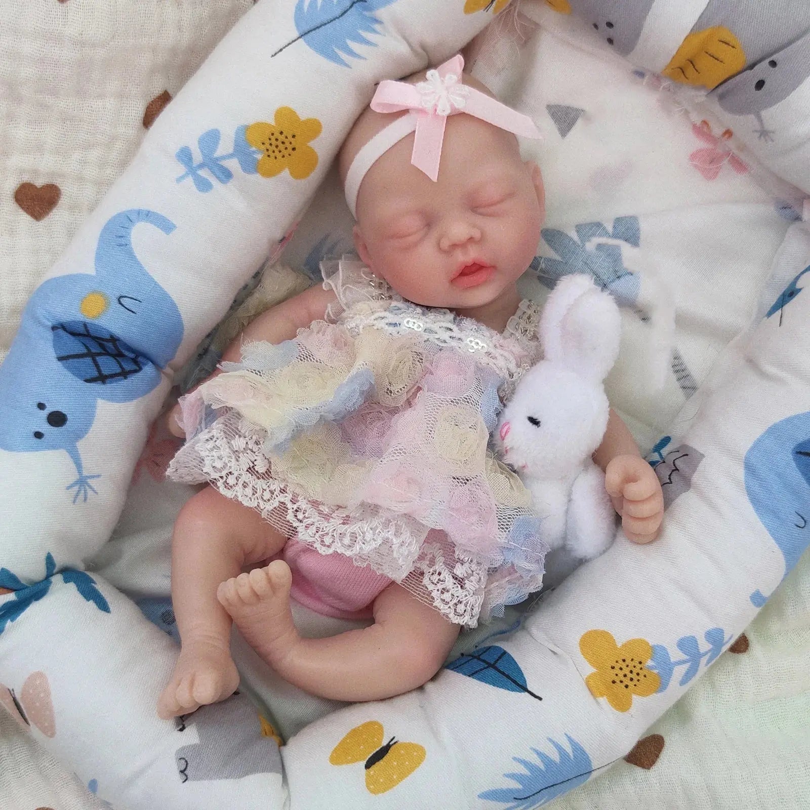 Image of Reborn Baby Dolls Sleeping 7 Inch Silicone Full Body Girl Miniature