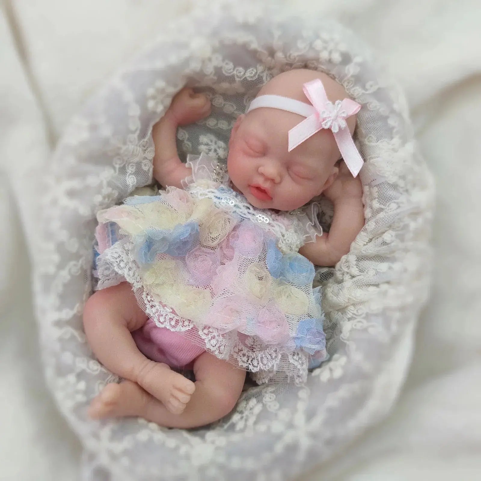 Image of Reborn Baby Dolls Sleeping 7 Inch Silicone Full Body Girl Miniature