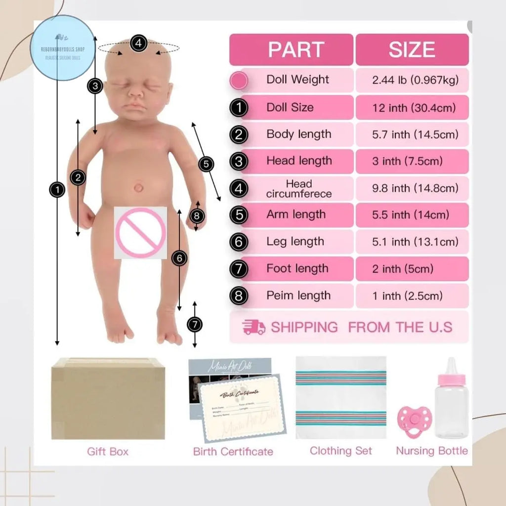 Handmade 12-Inch Lifelike Micro Preemie Boy Full Silicone sleepy Baby Doll – Realistic Full Body Reborn Mini Doll Bali Seller rebornbabydolls.shop