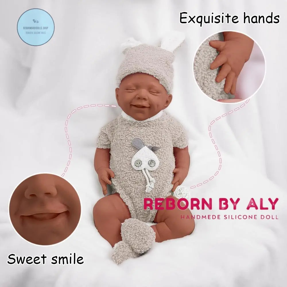 Lifelike 17" Full Body Silicone Reborn Baby Boy Doll - Washable Realistic - Africa American Black Reborn Doll - Kids Doll Gift rebornbabydolls.shop