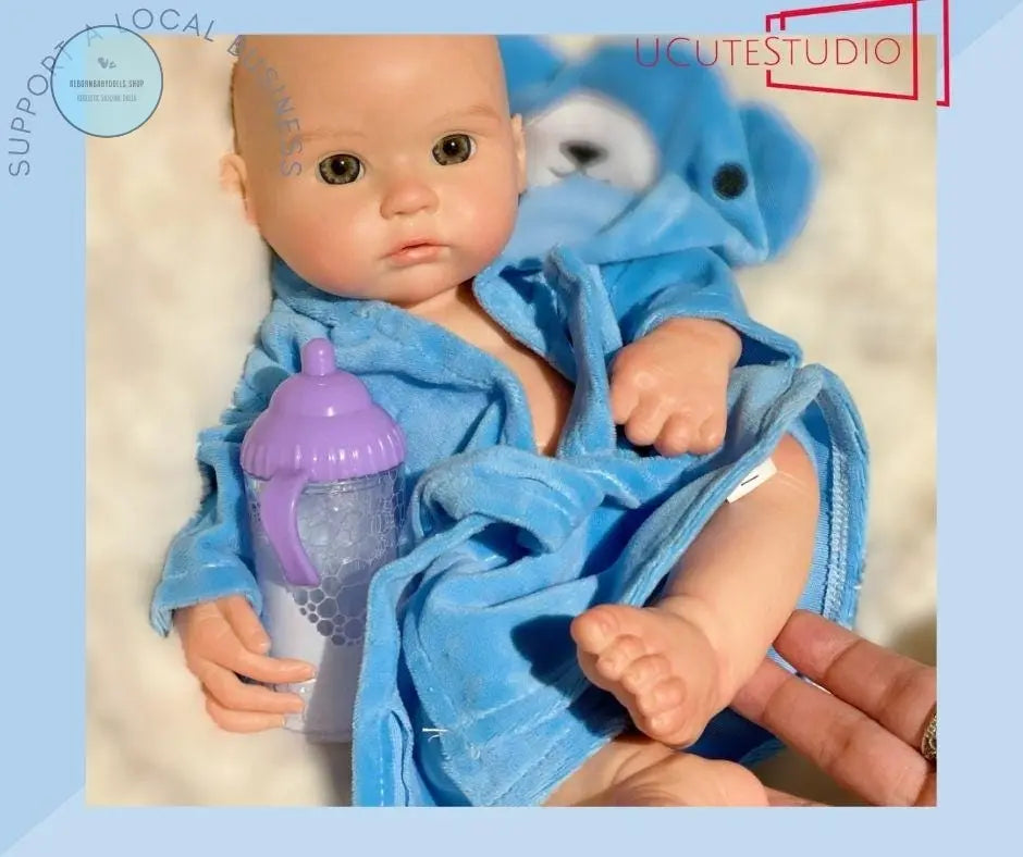 Realistic 13.7-Inch 35cm Silicone Reborn Baby Boy Doll – Soft Touch squishy, Can Drink & Wet, Full Body Handmade Newborn come with clothes rebornbabydolls.shop