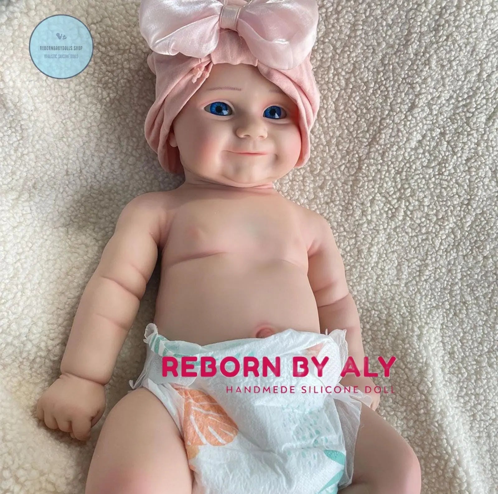 Realistic 20" Full Solid Silicone Reborn Baby Girl Doll | Waterproof Blue Eyes Newborn Gift | Lifelike Soft Kids Toy rebornbabydolls.shop