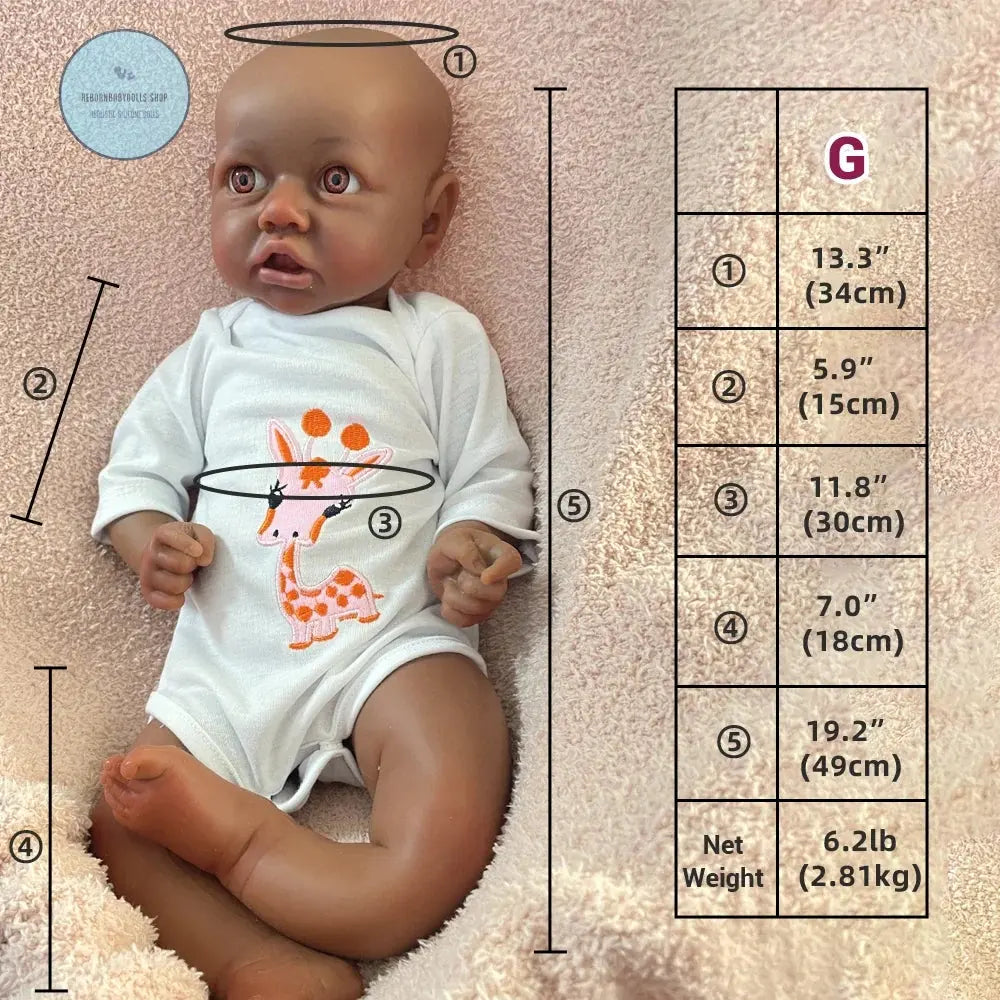 Image of Reborn Baby Dolls 100% Siold Silicone Reborn Baby Dark African Girl
