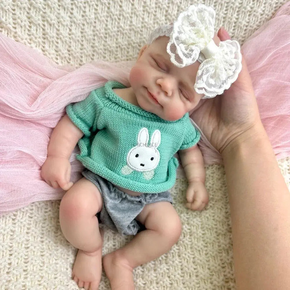 Image of Reborn Baby Dolls 12 Inch Mini Pascale With Rooted Hair Full Body