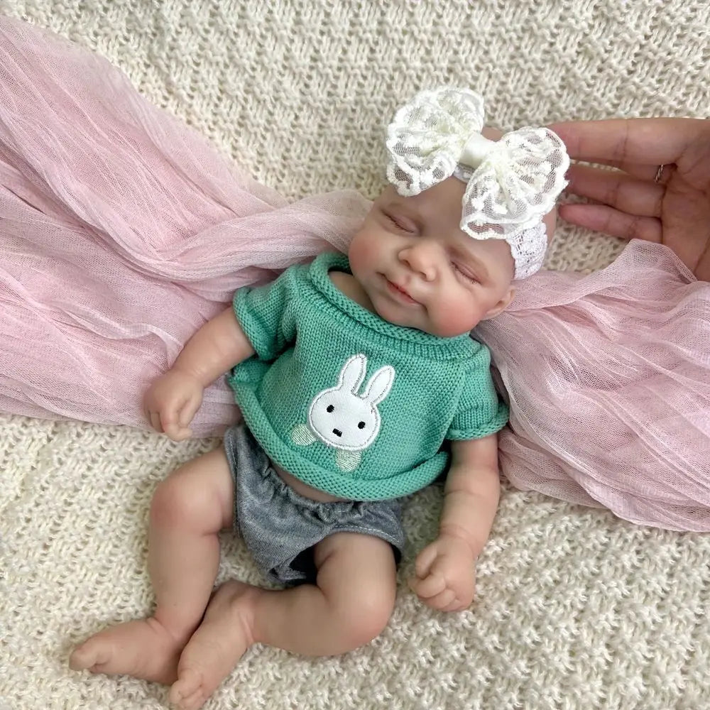 Image of Reborn Baby Dolls 12 Inch Mini Pascale With Rooted Hair Full Body