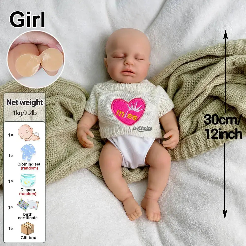 Image of Reborn Baby Dolls 12Inch Loulou Realistic Silicone Reborn Baby Girl