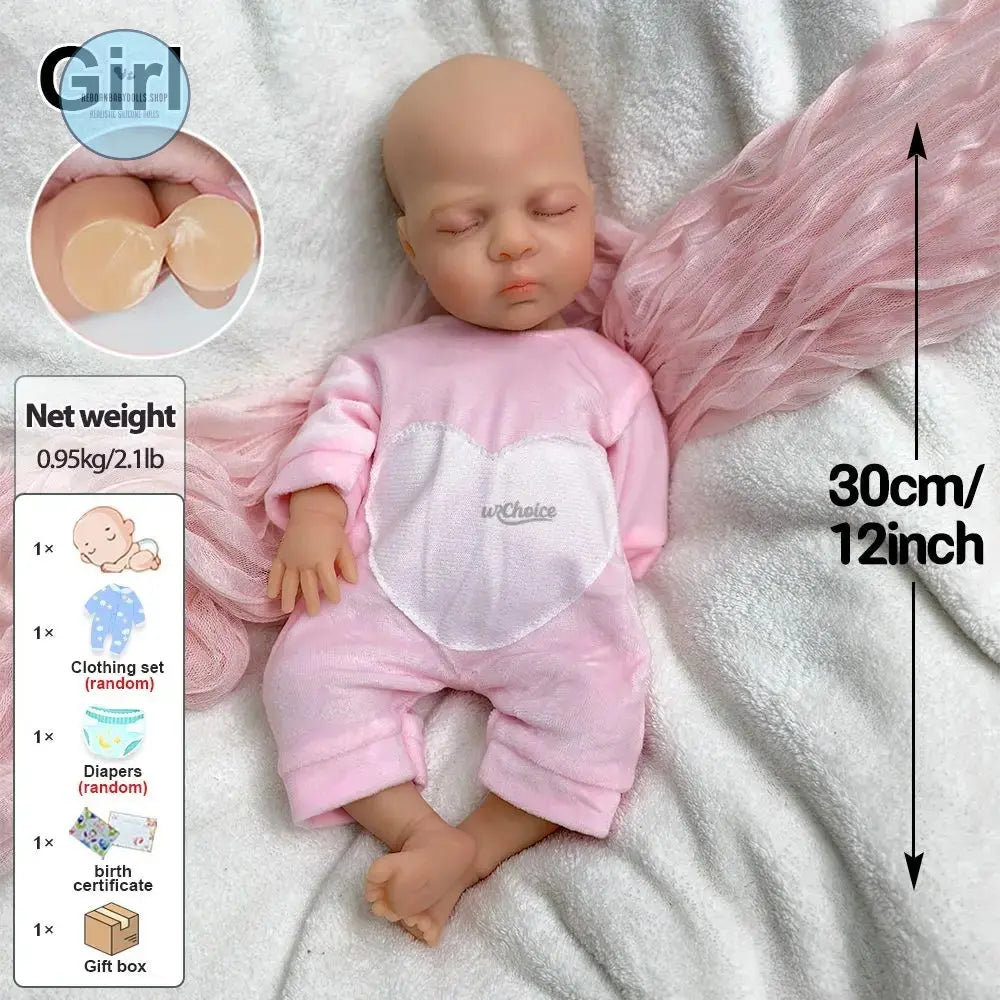 Image of Reborn Baby Dolls 12Inch Mini Silicone Reborn Baby Girl Luna