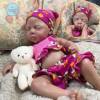 Image of Reborn Baby Dolls 13 Inch Mini Dark Skin Full Solid Silicone Reborn