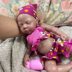 Image of Reborn Baby Dolls 13 Inch Mini Dark Skin Full Solid Silicone Reborn