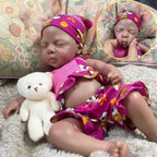 Image of Reborn Baby Dolls 13 Inch Mini Dark Skin Full Solid Silicone Reborn