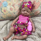 Image of Reborn Baby Dolls 13 Inch Mini Dark Skin Full Solid Silicone Reborn