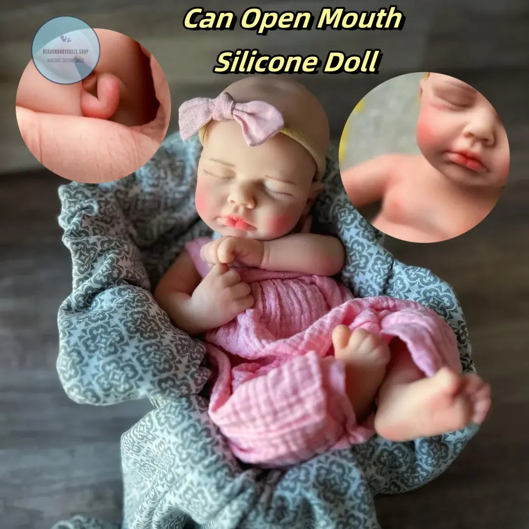Image of Reborn Baby Dolls 13Inch Can Open Mouth Loulou Silicone Reborn Girl &