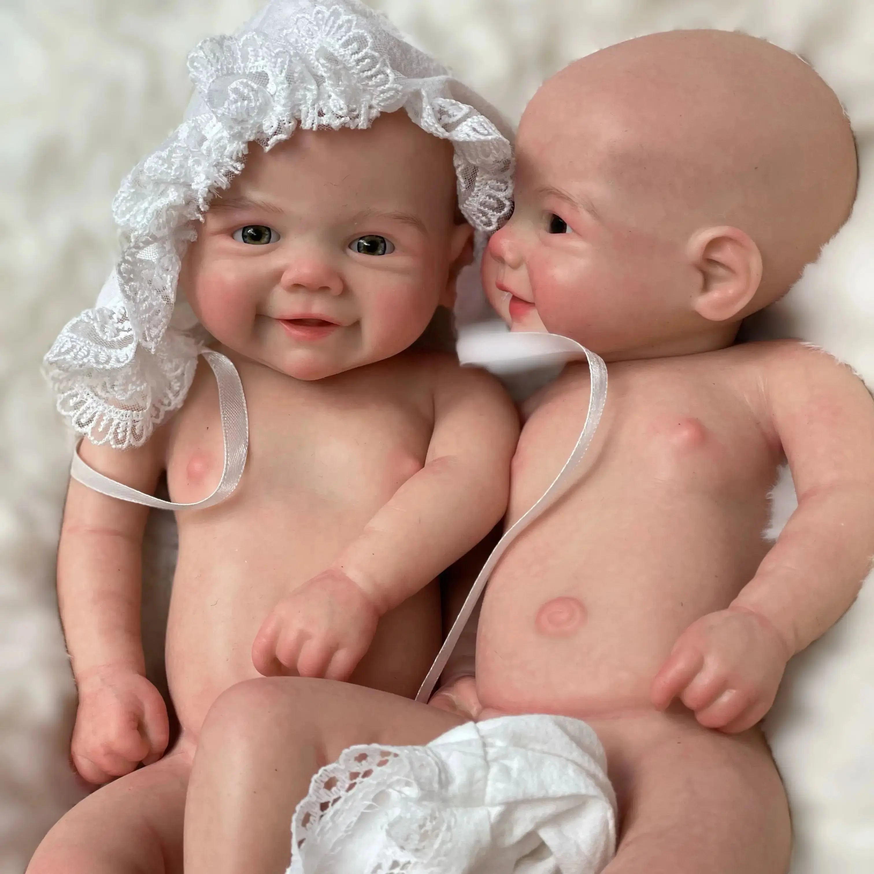 Image of Reborn Baby Dolls 13Inch Vivienne&Elijha All Silicone Reborn Doll