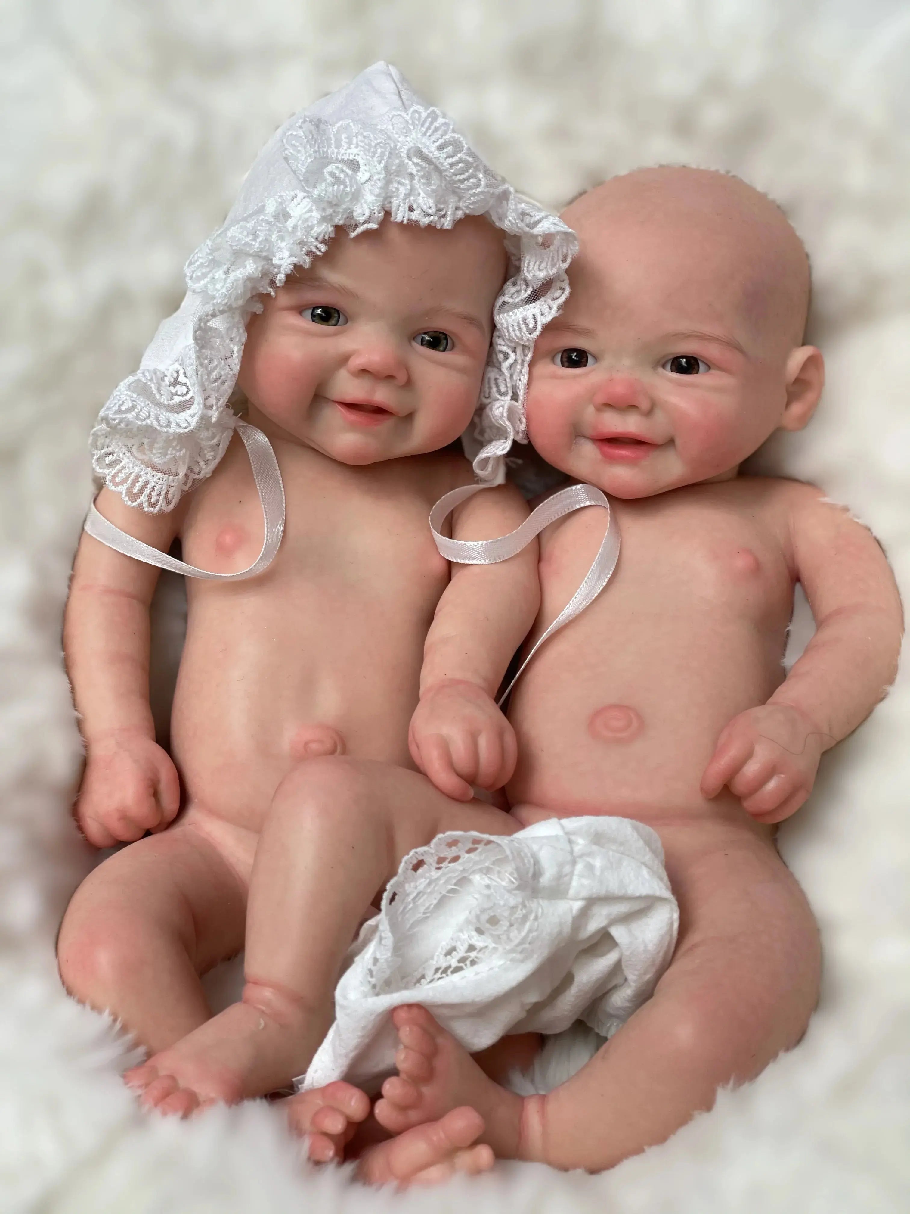 Image of Reborn Baby Dolls 13Inch Vivienne&Elijha All Silicone Reborn Doll