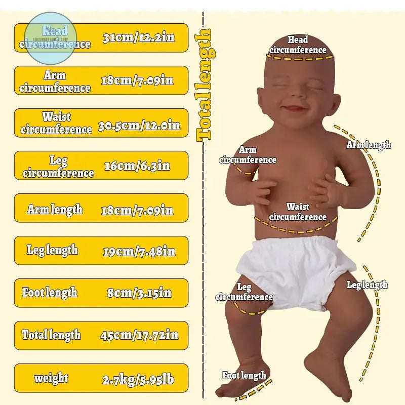 Image of Reborn Baby Dolls 17.72" Micro Preemie Full Body Platinum Silicone