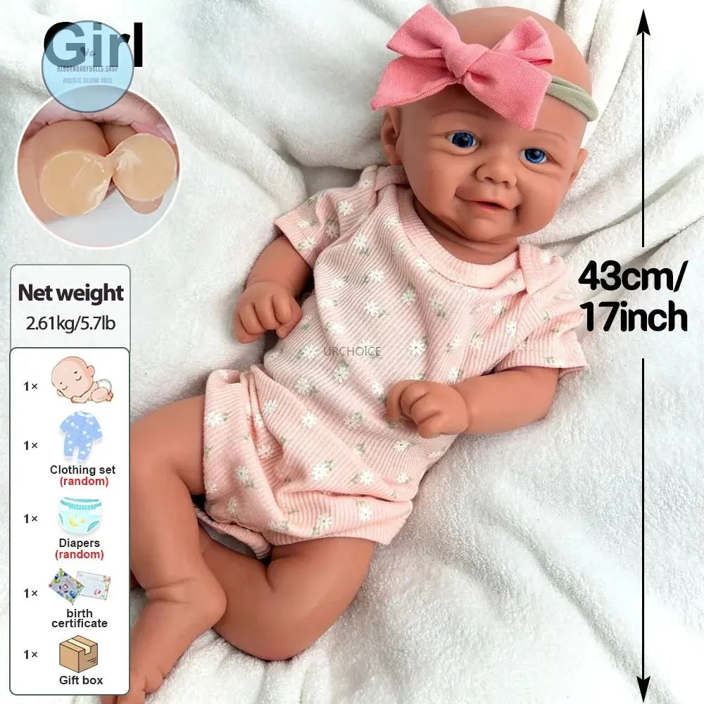 Image of Reborn Baby Dolls 17Inch Baby Girl Vivienne Washable Silicone Reborn