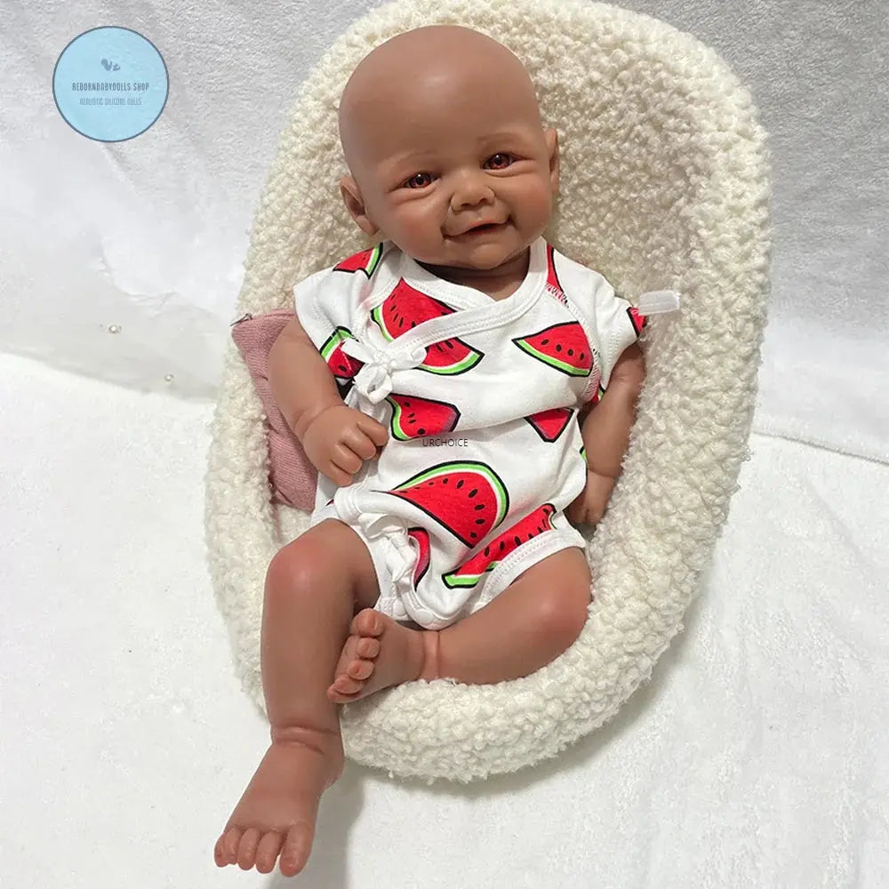 Image of Reborn Baby Dolls 17Inch Black Skin Realistic Soft Silicone Reborn