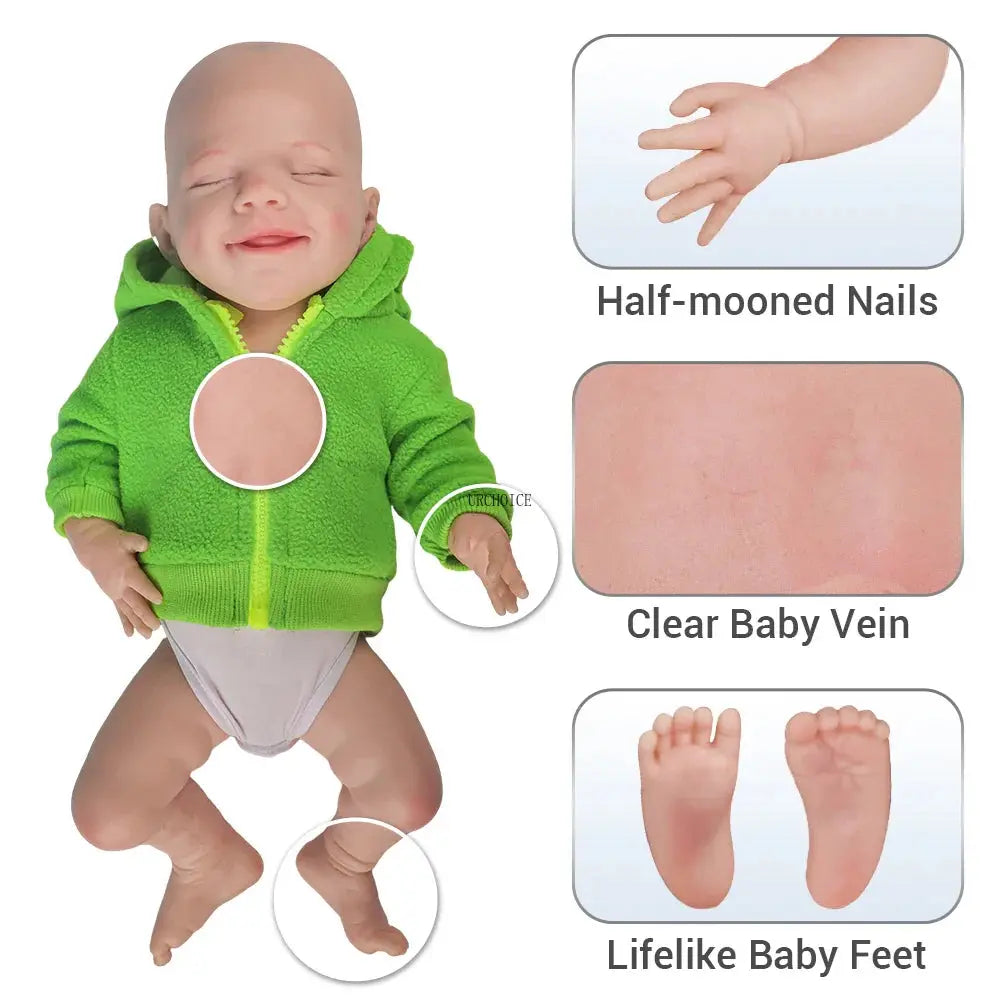 Image of Reborn Baby Dolls 18 Inch Full Platinum Silicone Reborn Baby Girl