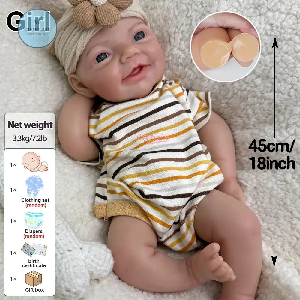 Image of Reborn Baby Dolls 18Inch Baby Girl Full Soft Solid Silicone Reborn