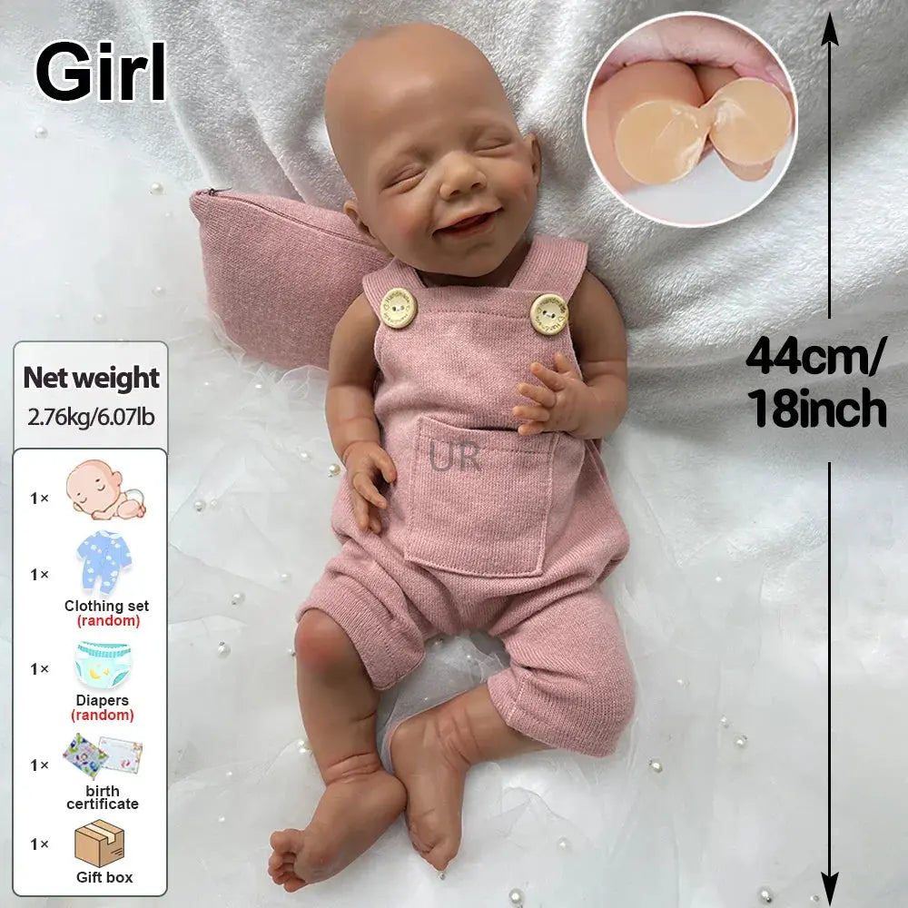 Image of Reborn Baby Dolls 18Inch Silicone Reborn Baby Girl Realistic Full