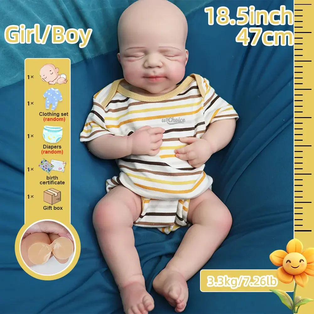 Image of Reborn Baby Dolls 18" Newborn Silicone Reborn Baby Handmade Painted