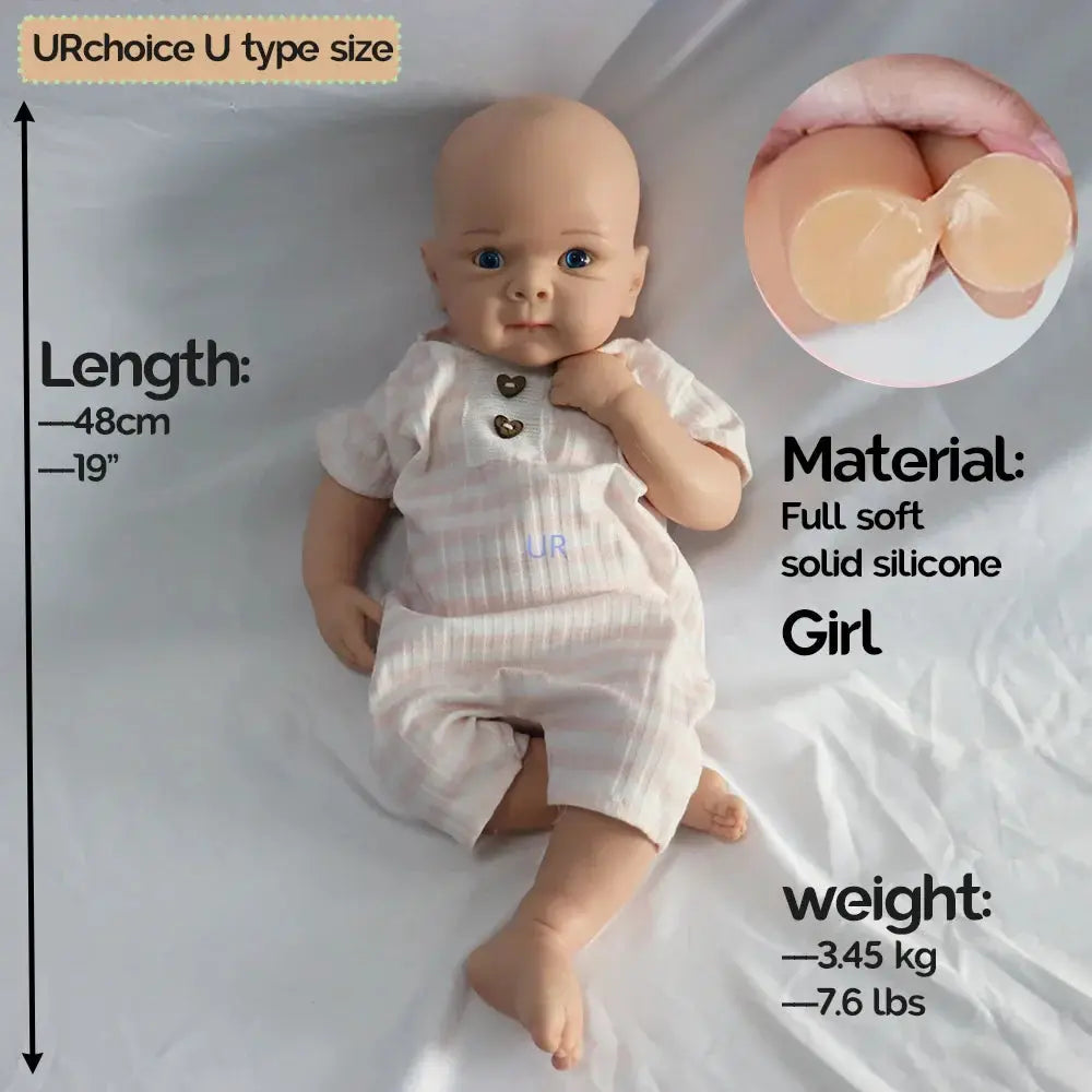 Image of Reborn Baby Dolls 19" Platinum Silicone Reborn Doll Whole Body Soft