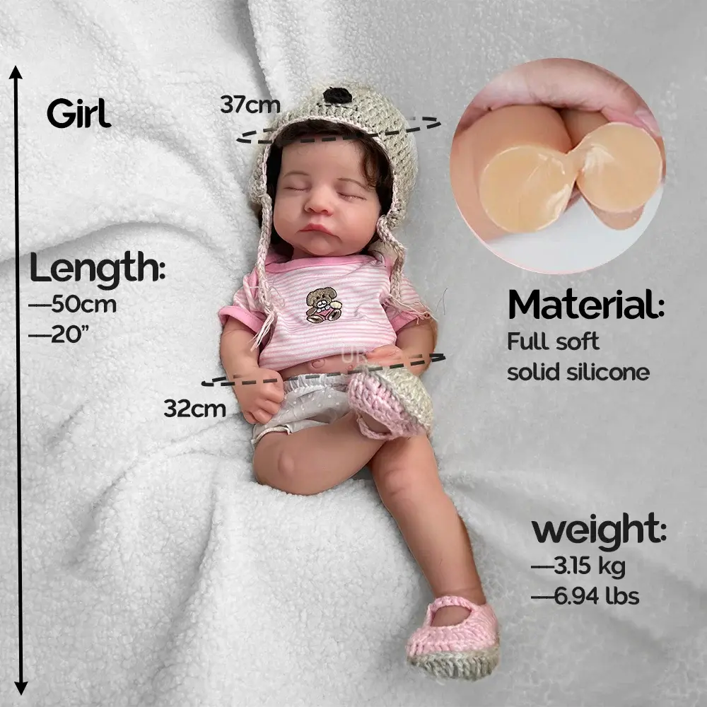 Image of Reborn Baby Dolls 20Inch Handmade Silicone Reborn Baby Girl Rooted