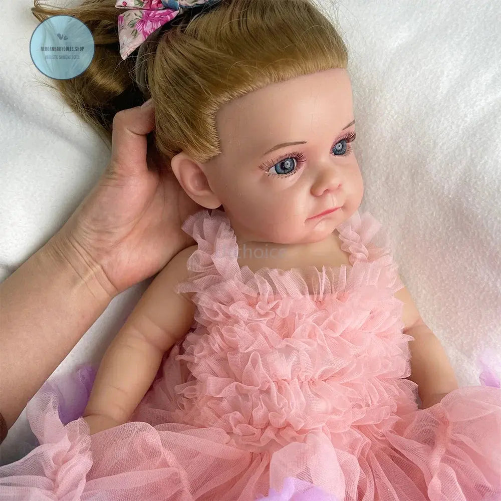 Image of Reborn Baby Dolls 20Inch Silicone Reborn Baby Girl Rooted Hair