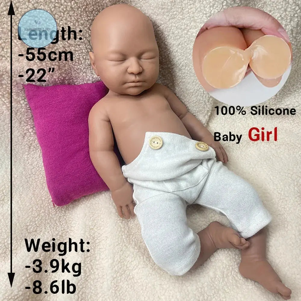 Image of Reborn Baby Dolls 22" Weighted Black Reborn Doll Soft Full Silicone