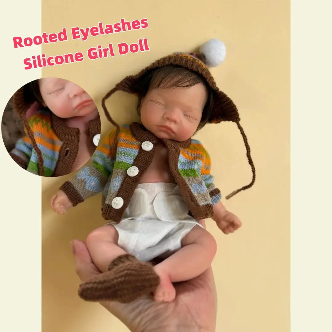 Image of Reborn Baby Dolls 26Cm Close Eyes Cuddly Whole Body Solid Silicone