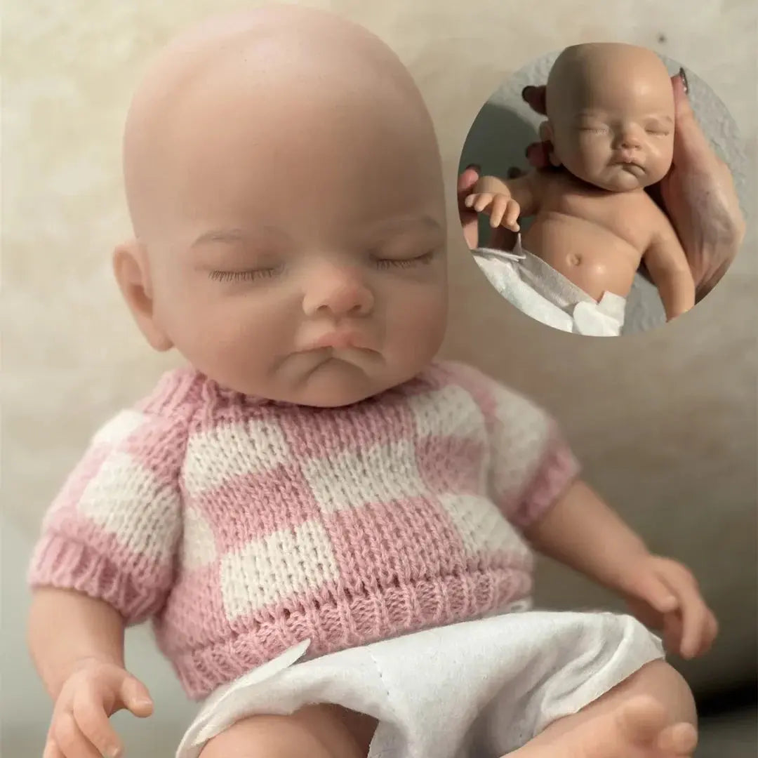 Image of Reborn Baby Dolls 28Cm Close Eyes Full Body Solid Silicone Bebe