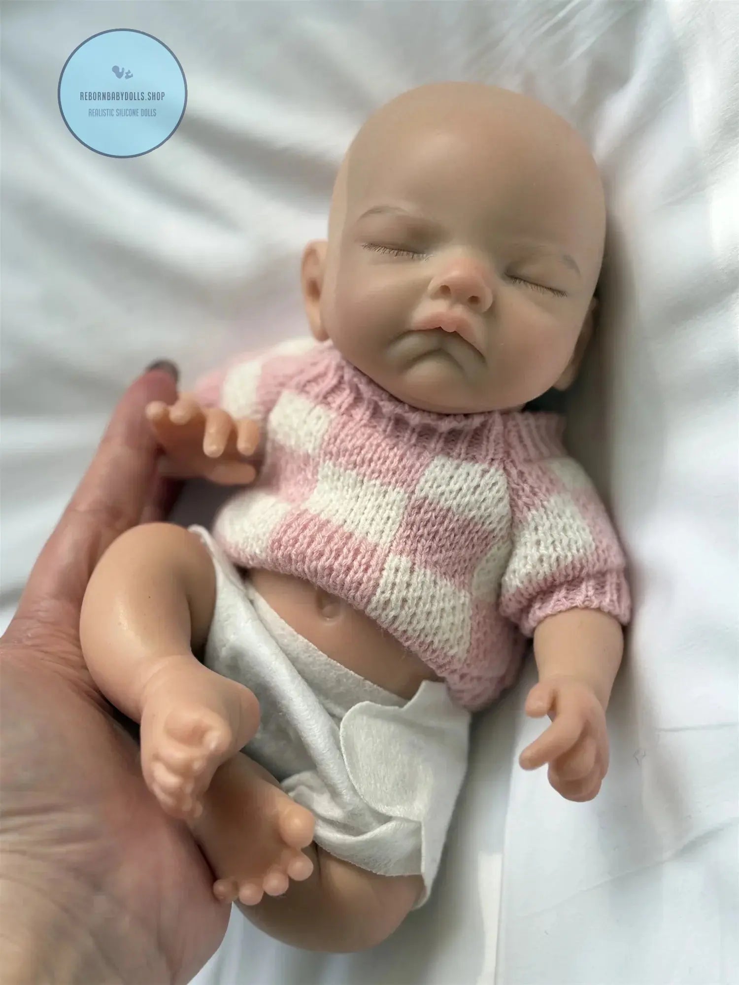 Image of Reborn Baby Dolls 28Cm Close Eyes Full Body Solid Silicone Bebe