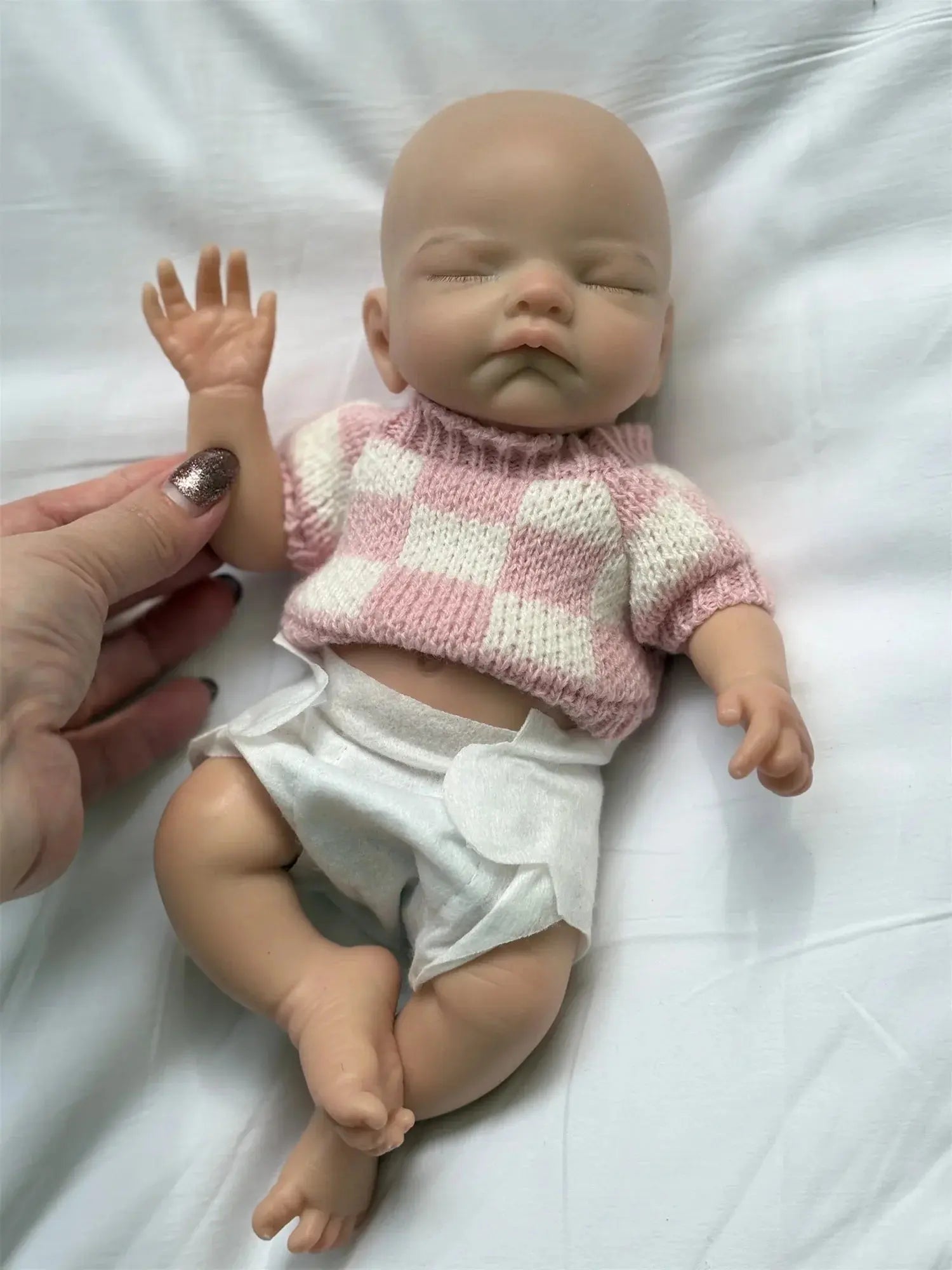 Image of Reborn Baby Dolls 28Cm Close Eyes Full Body Solid Silicone Bebe