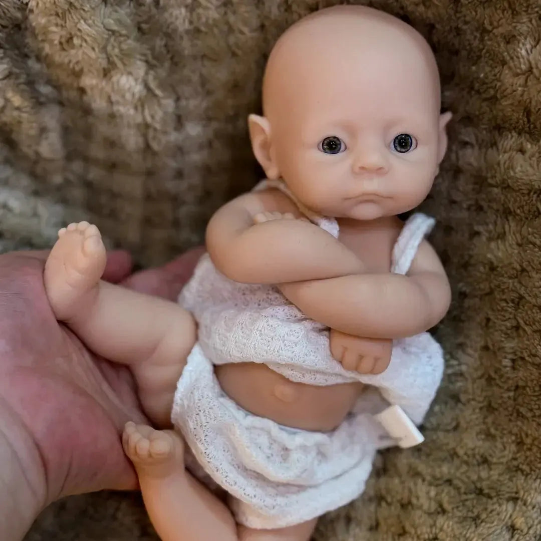 Image of Reborn Baby Dolls 28Cm Unpainted Open Eyes Solid Silicone Girl Doll