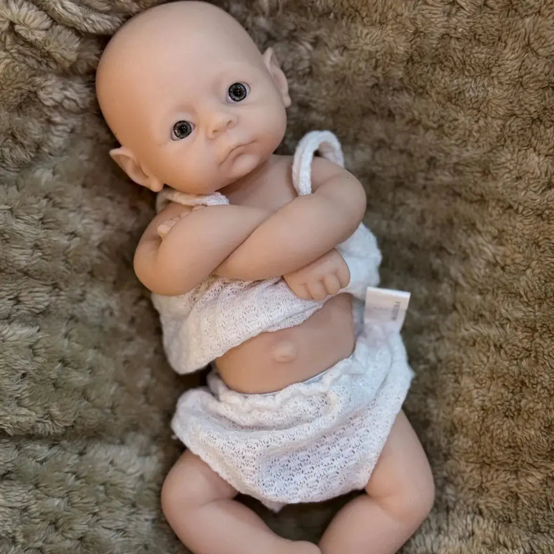 Image of Reborn Baby Dolls 28Cm Unpainted Open Eyes Solid Silicone Girl Doll