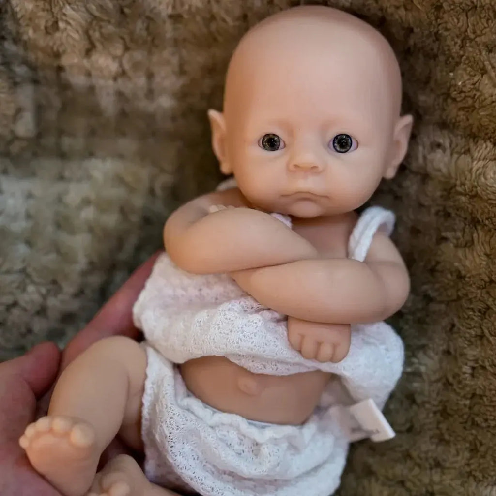 Image of Reborn Baby Dolls 28Cm Unpainted Open Eyes Solid Silicone Girl Doll