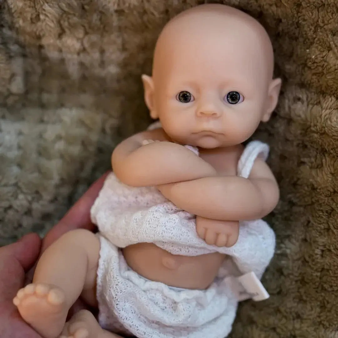 Image of Reborn Baby Dolls 28Cm Unpainted Open Eyes Solid Silicone Girl Doll