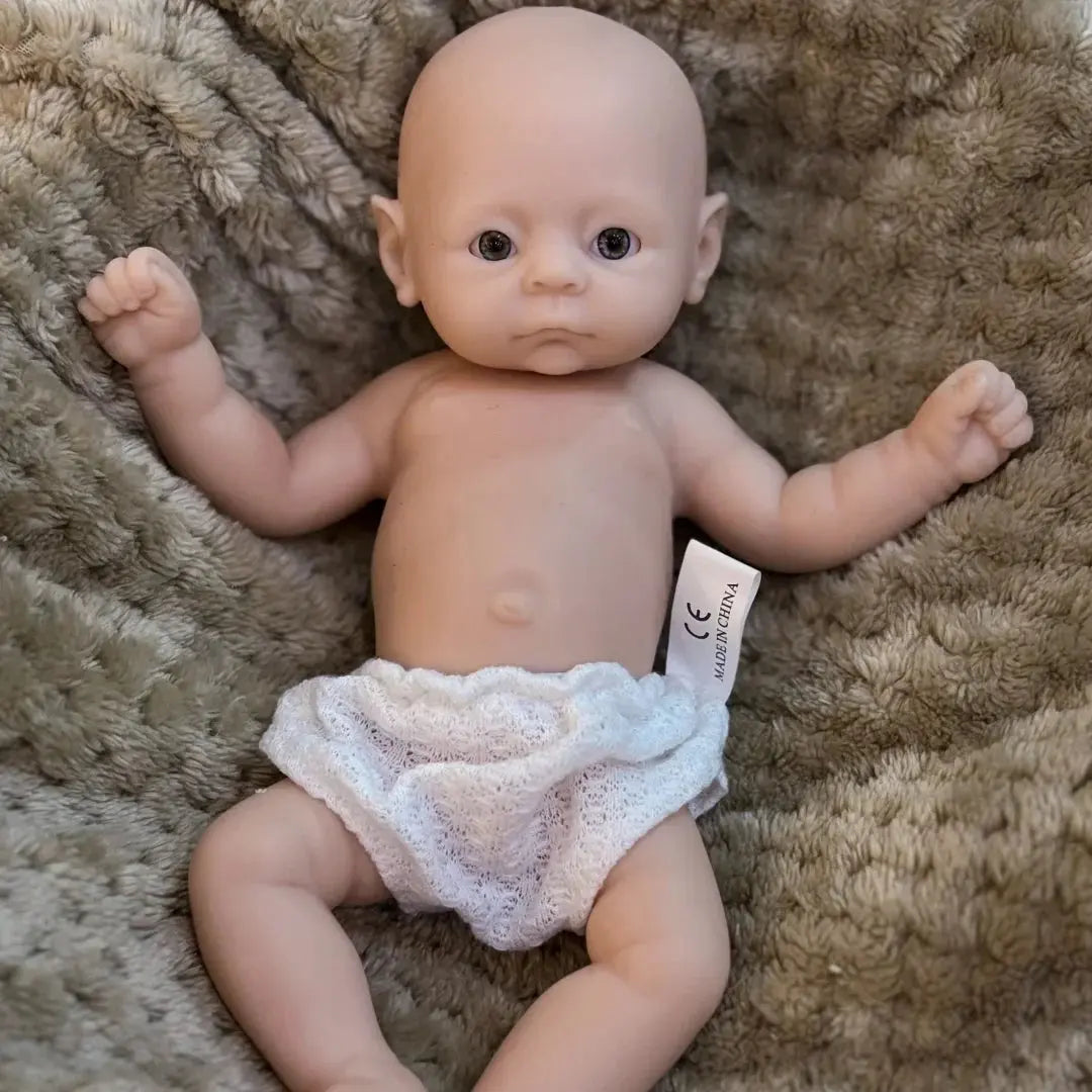 Image of Reborn Baby Dolls 28Cm Unpainted Open Eyes Solid Silicone Girl Doll