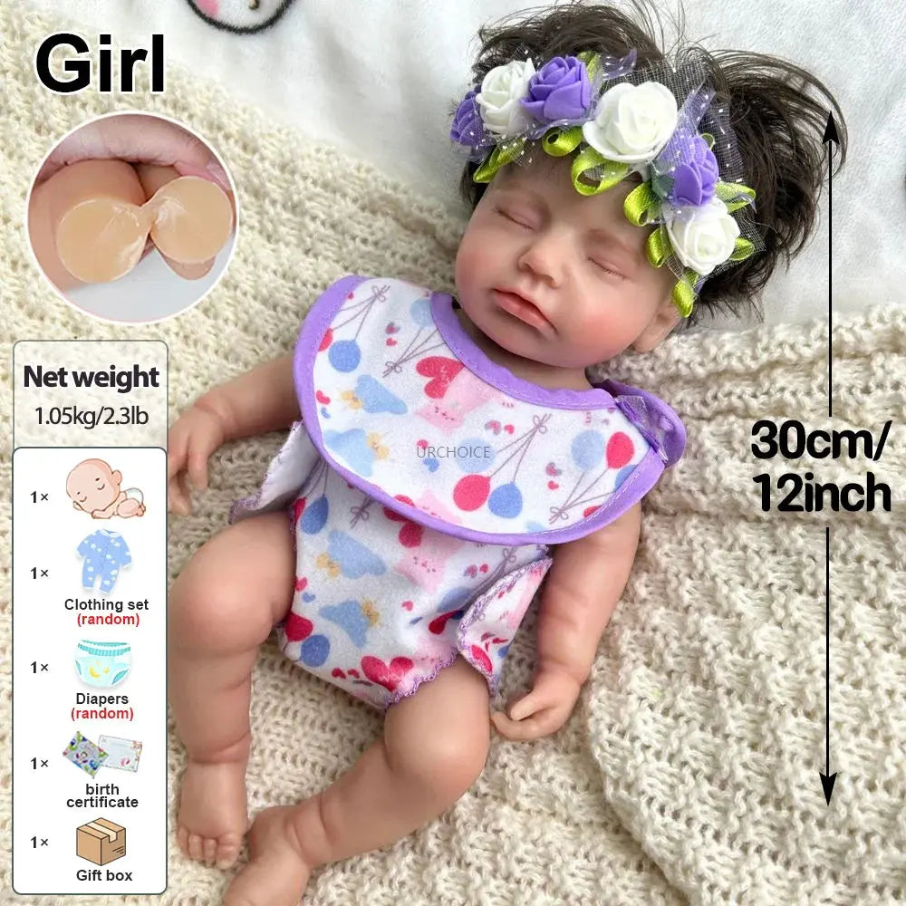 Image of Reborn Baby Dolls 30Cm Full Body Soft Silicone Reborn Baby Girl Doll