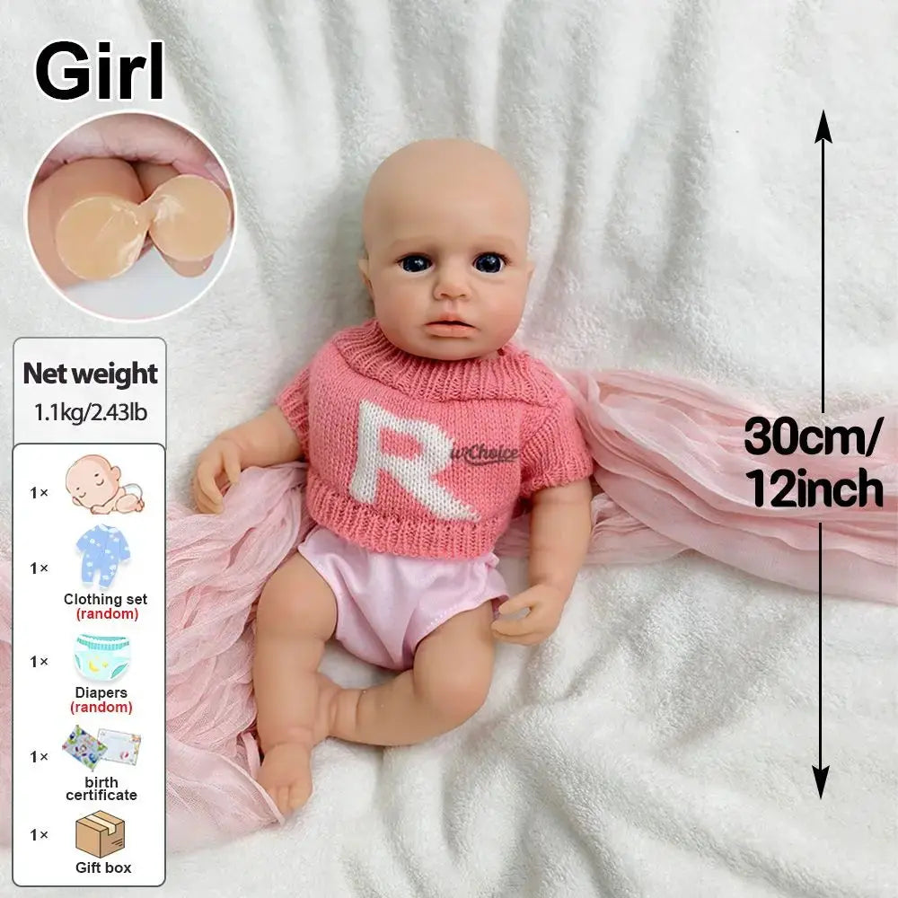 Image of Reborn Baby Dolls 30Cm Washable Can Open Mouth Baby Girl Solid