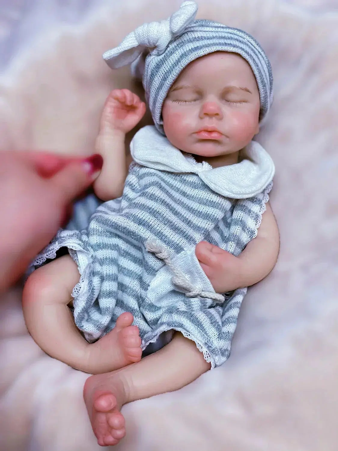 Image of Reborn Baby Dolls 33Cm Can Open Mouth Full Body Solid Silicone Loulou