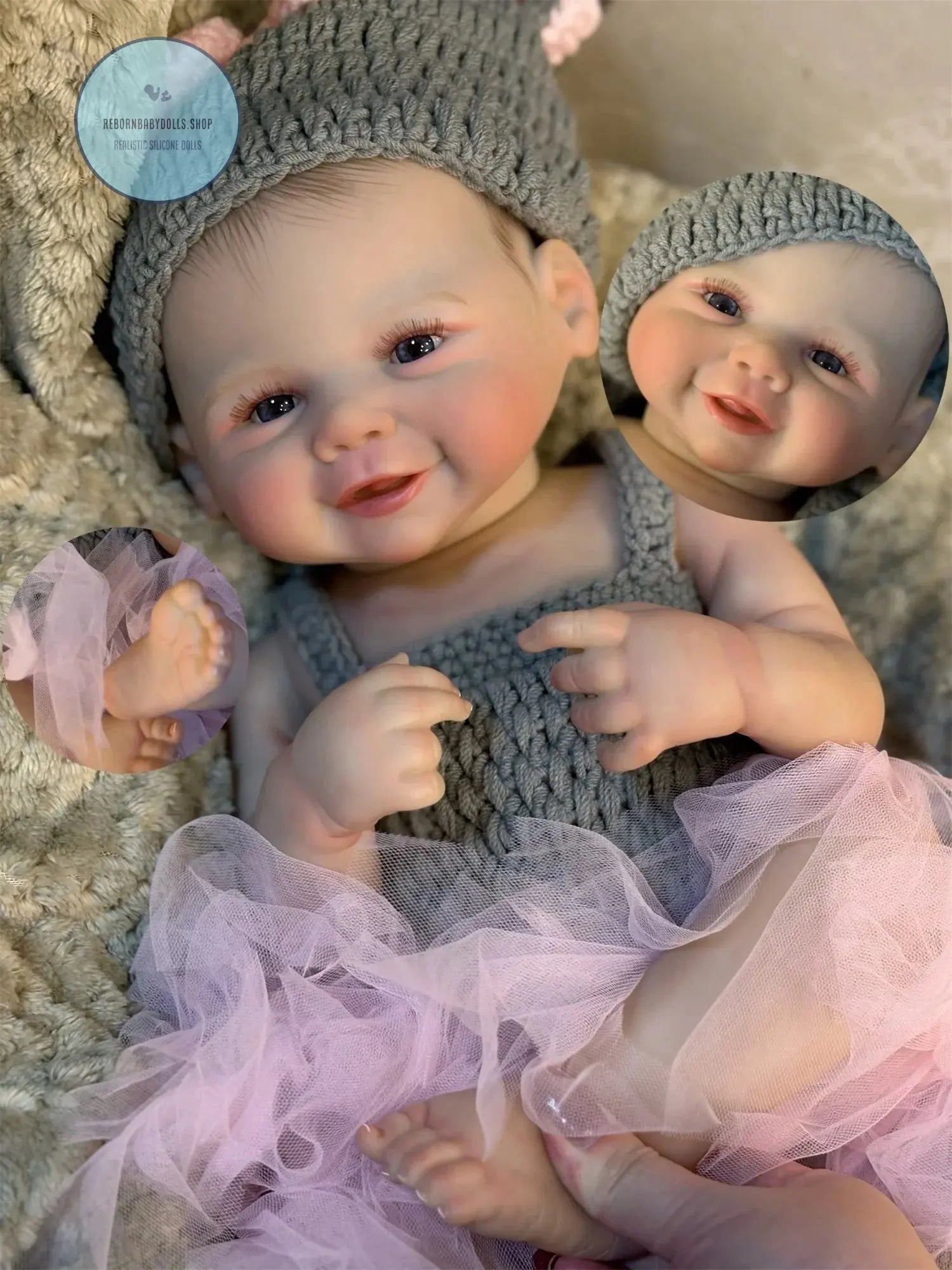 Image of Reborn Baby Dolls 50Cm Cuddly Vivienne Bebe Reborn Girl With Painted