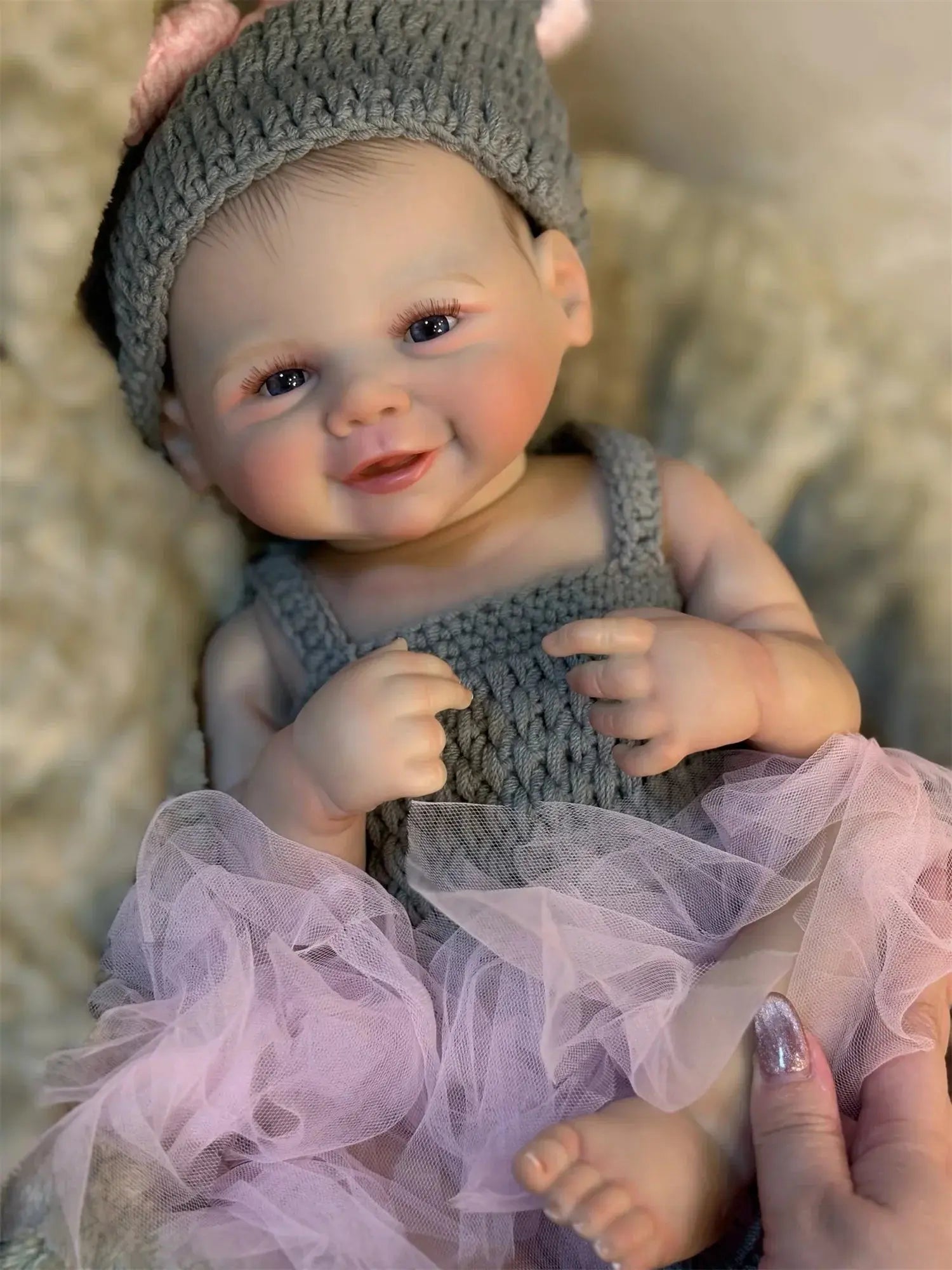 Image of Reborn Baby Dolls 50Cm Cuddly Vivienne Bebe Reborn Girl With Painted