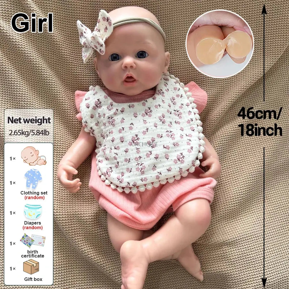 Image of Reborn Baby Dolls Chubby Flexible Handmade Silicone Reborn Baby Girl