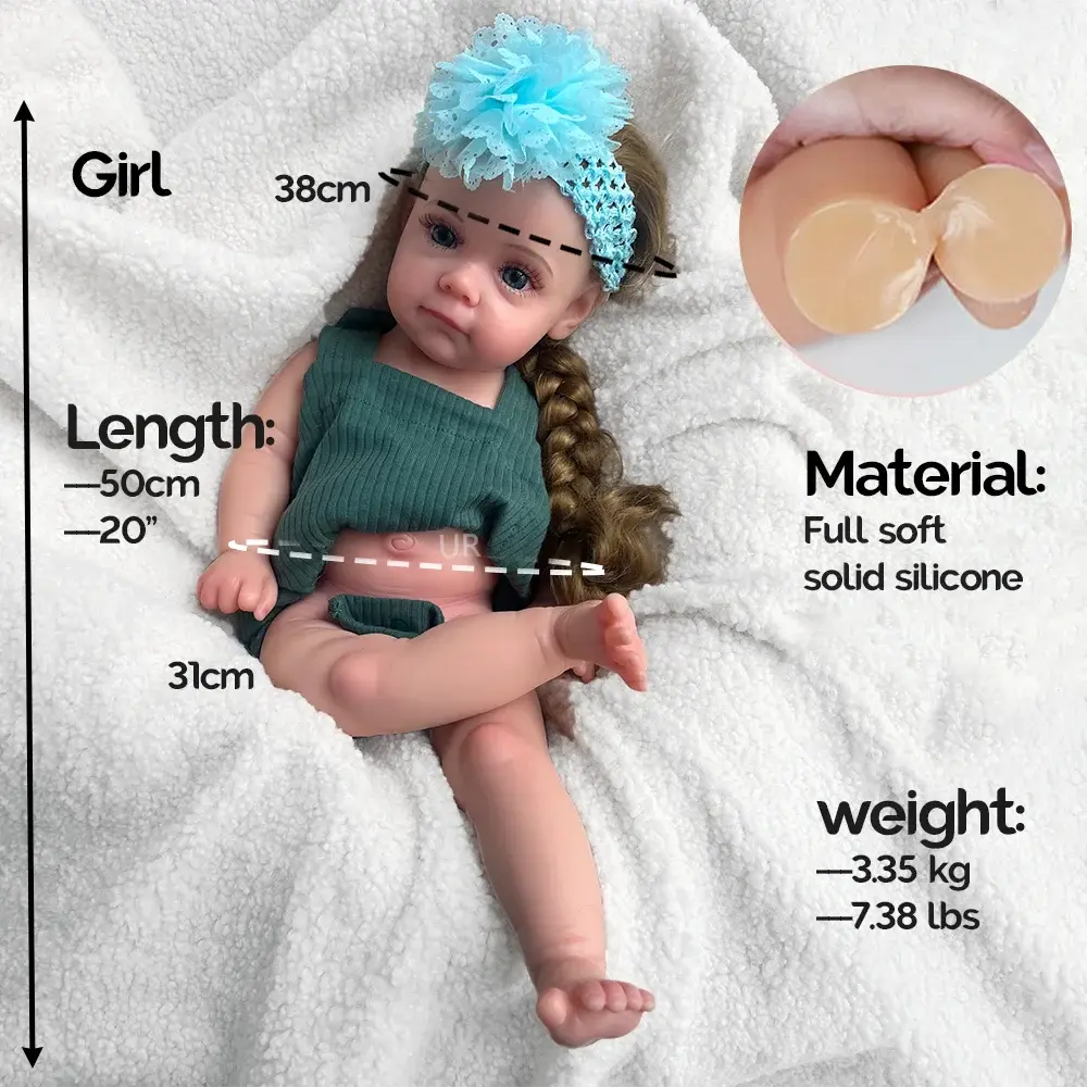 Image of Reborn Baby Dolls Handmade Solid 20Inch Silicone Reborn Baby Girl