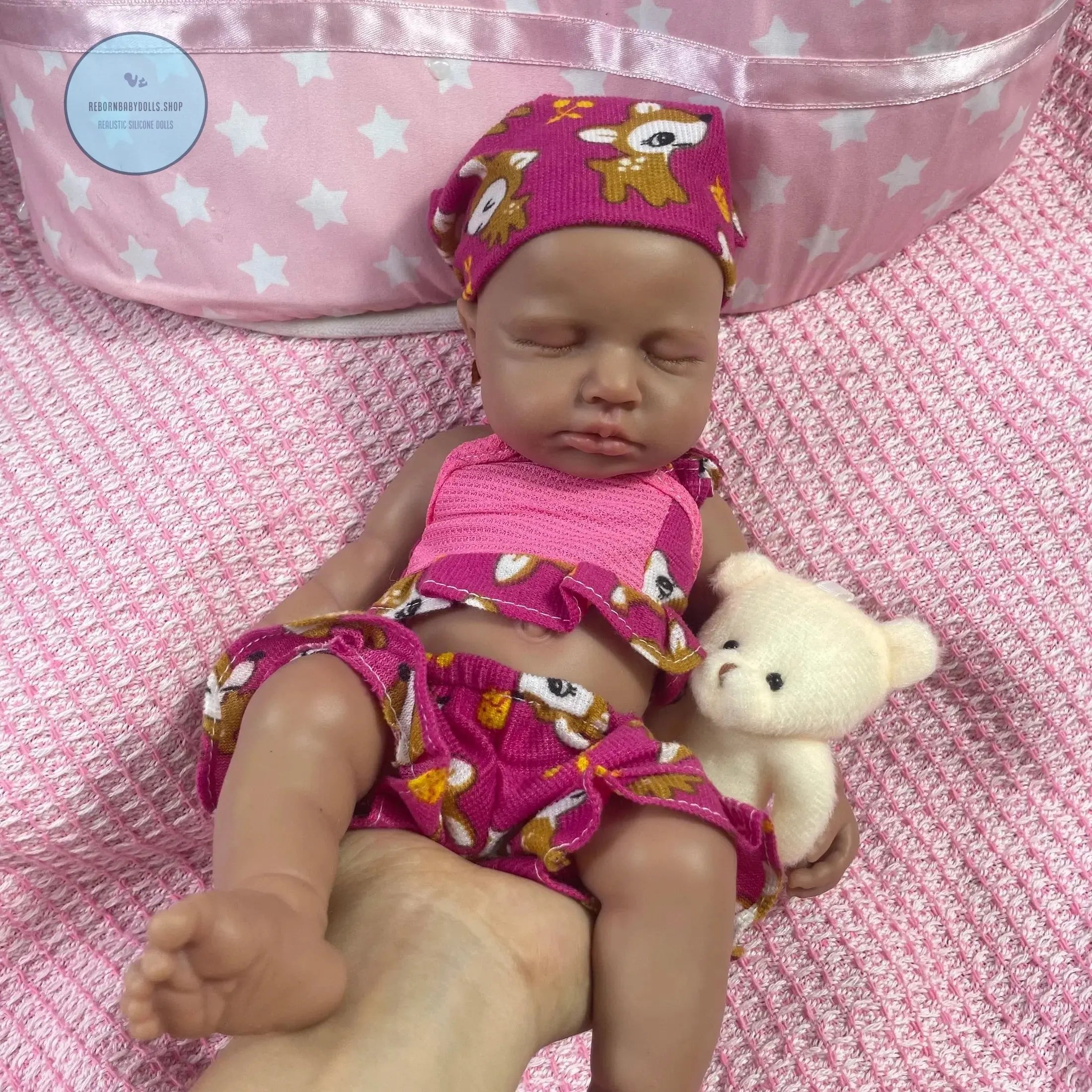Image of Reborn Baby Dolls Mini 12 Inch Dark Skin Full Silicone Reborn Baby