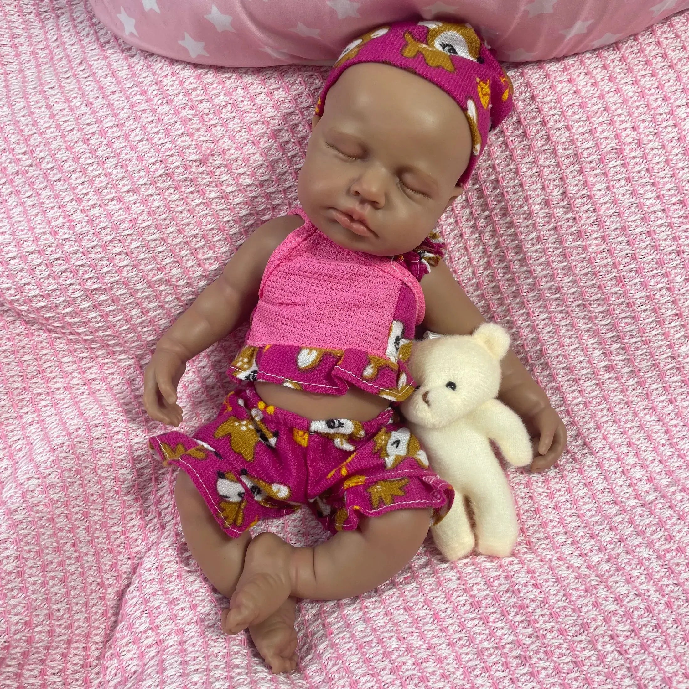 Image of Reborn Baby Dolls Mini 12 Inch Dark Skin Full Silicone Reborn Baby